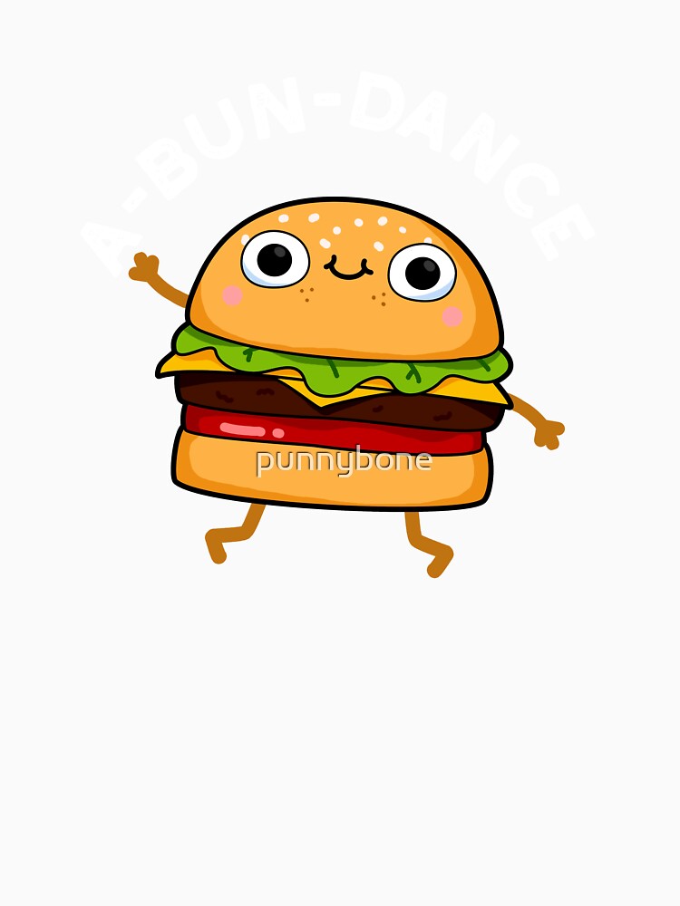 A-bun-dance Funny Dancing Burger Puns (Dark BG) by punnybone Unisex , , , Long Sleeve Tee