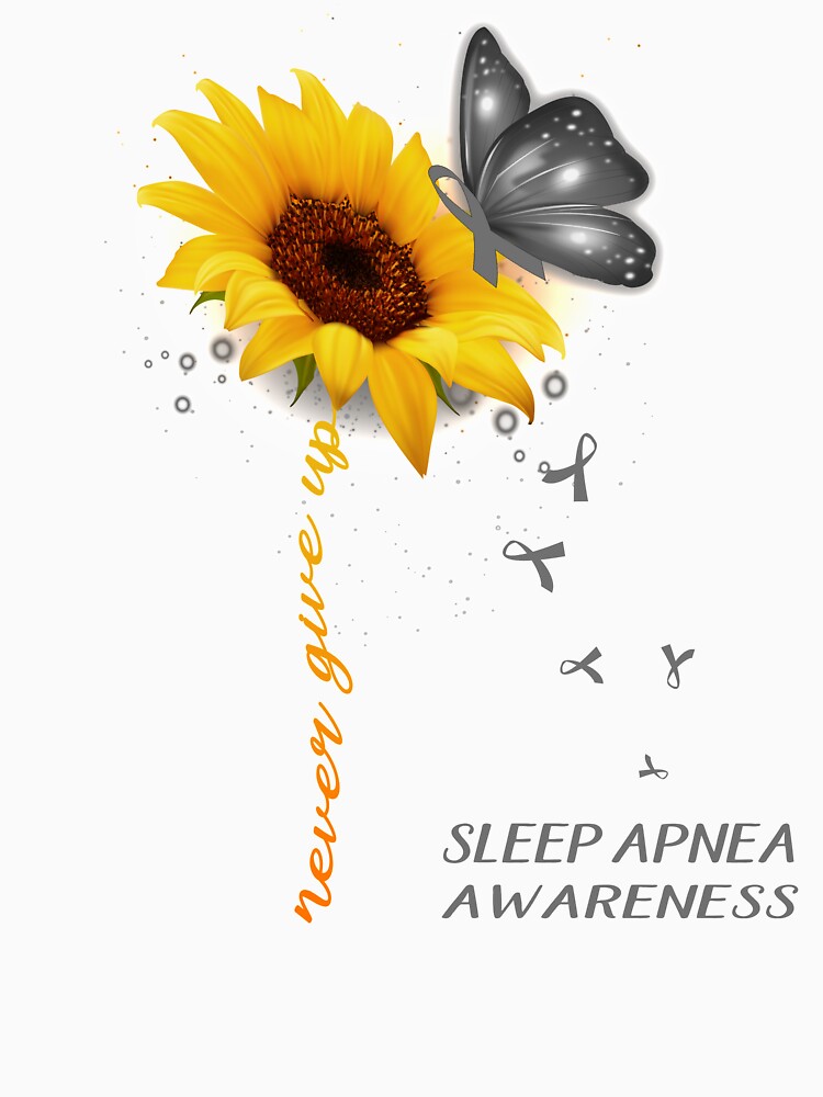 Never Give Up Sunflower Ribbon Sleep Apnea Awareness by deputylove Unisex , , , Long Sleeve Tee
