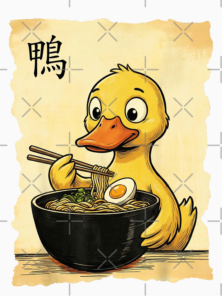 Cute Duck Eating Ramen Noodles - Kawaii Japanese Food Lover by Bongocomic Unisex , , , Long Sleeve Tee