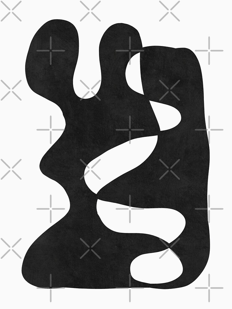 Bold Black Abstract Shape on Beige Background by GraphicBicycle