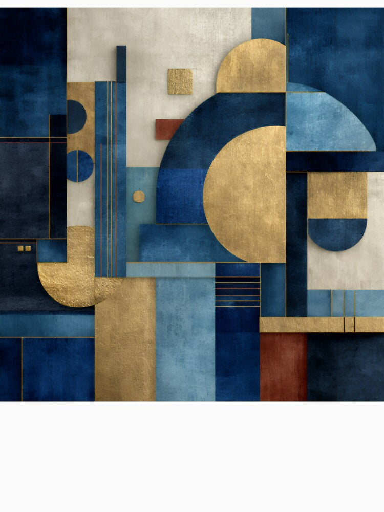 Gold & Navy Geometric Abstract – Luxe Textured Bauhaus by EK-World