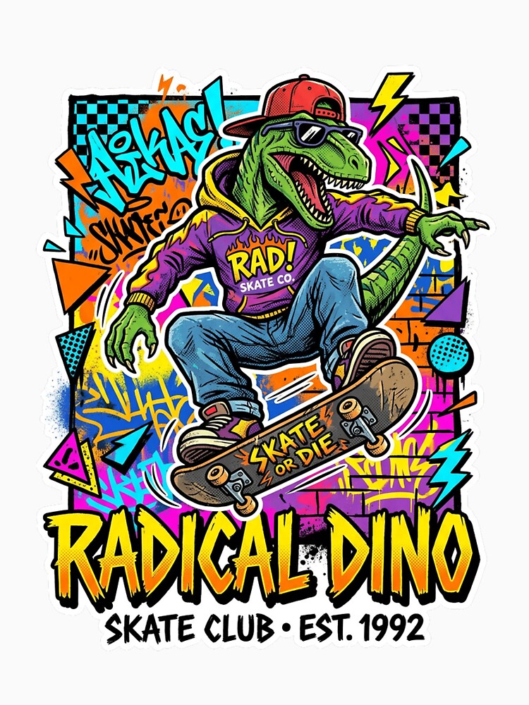 Radical Dino 90s by SnowballBunny Unisex , , , Long Sleeve Tee