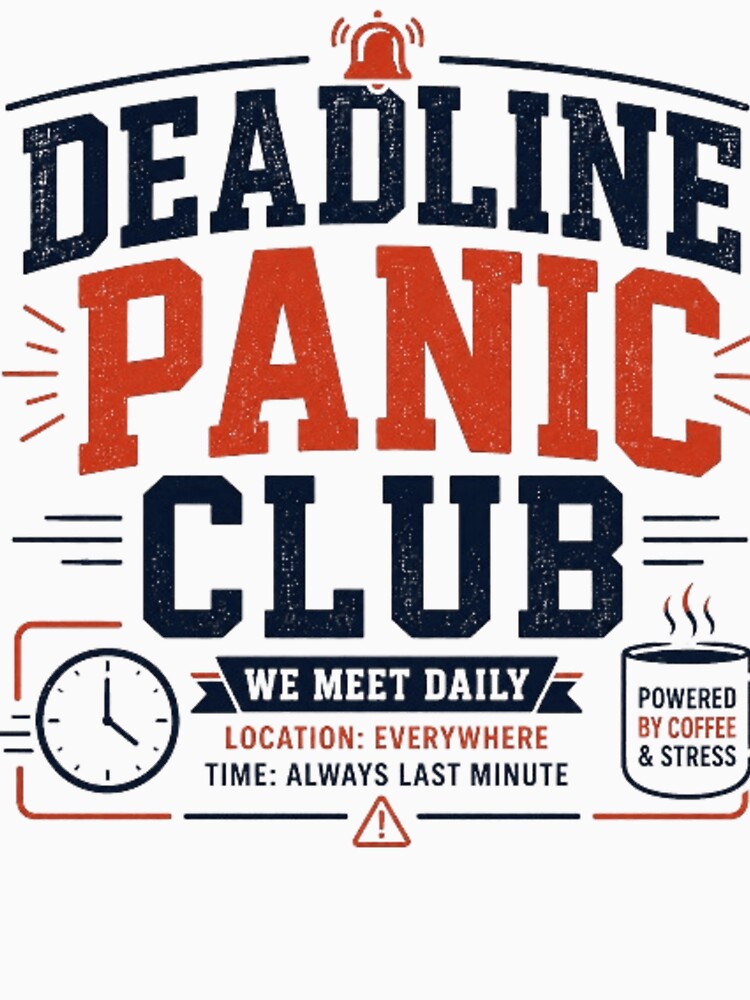 Deadline Panic Club Funny Office Humor Design by Eng-Art Unisex , , , Long Sleeve Tee