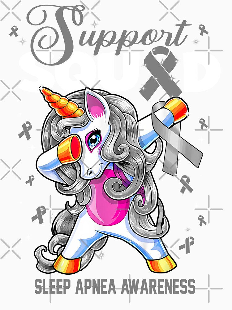 Cute Unicorn Support Squad Sleep Apnea Awareness Men Women Kid by tenjun16 Unisex , , , Long Sleeve Tee