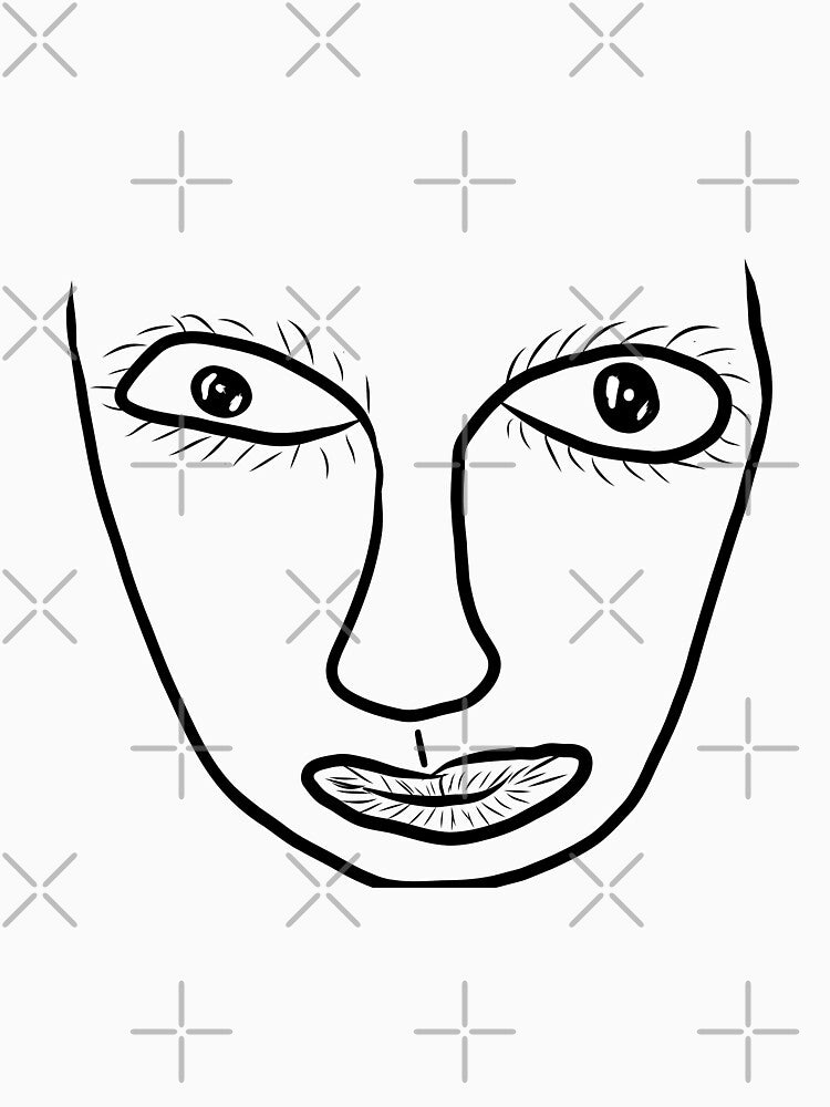 Minimalist Face Line Art Drawing by artist709