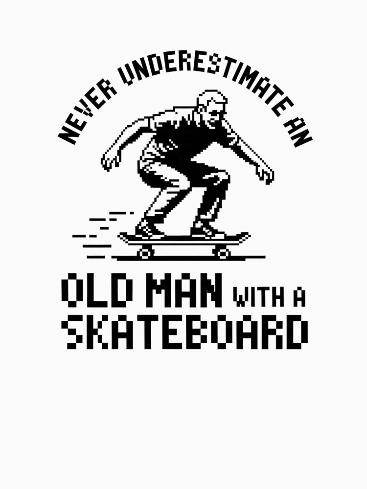 Pixel 8bit Graphic Dad With is Skateboard by 8bit Revival Shop Unisex , , , Long Sleeve Tee