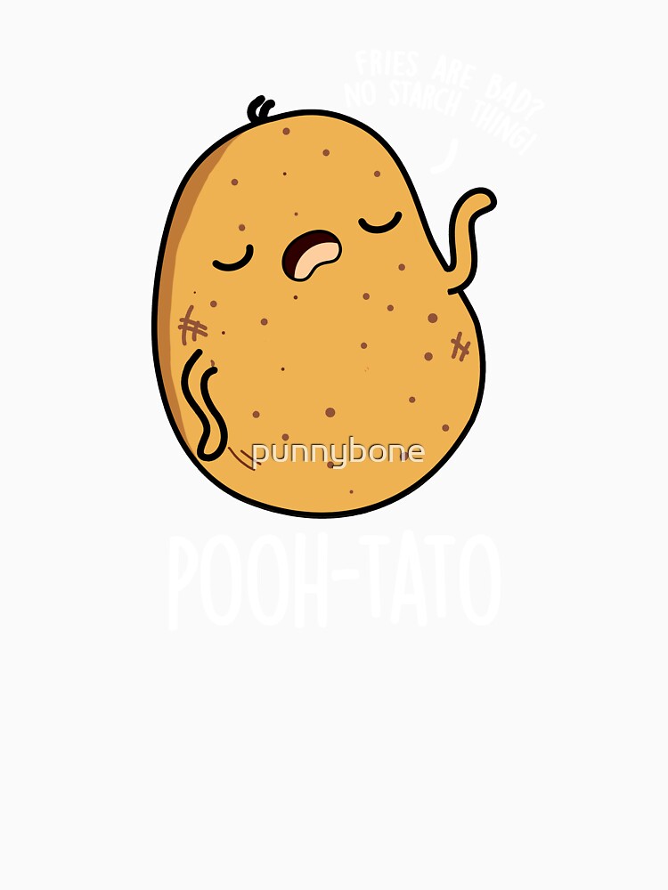 Pooh-tato Funny Potato Pun (Dark BG) by punnybone Unisex , , , Long Sleeve Tee