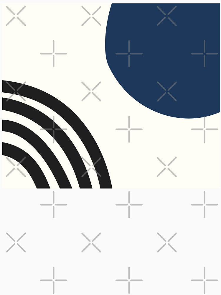 Mid century modern circle and lines in blue by CherieTree