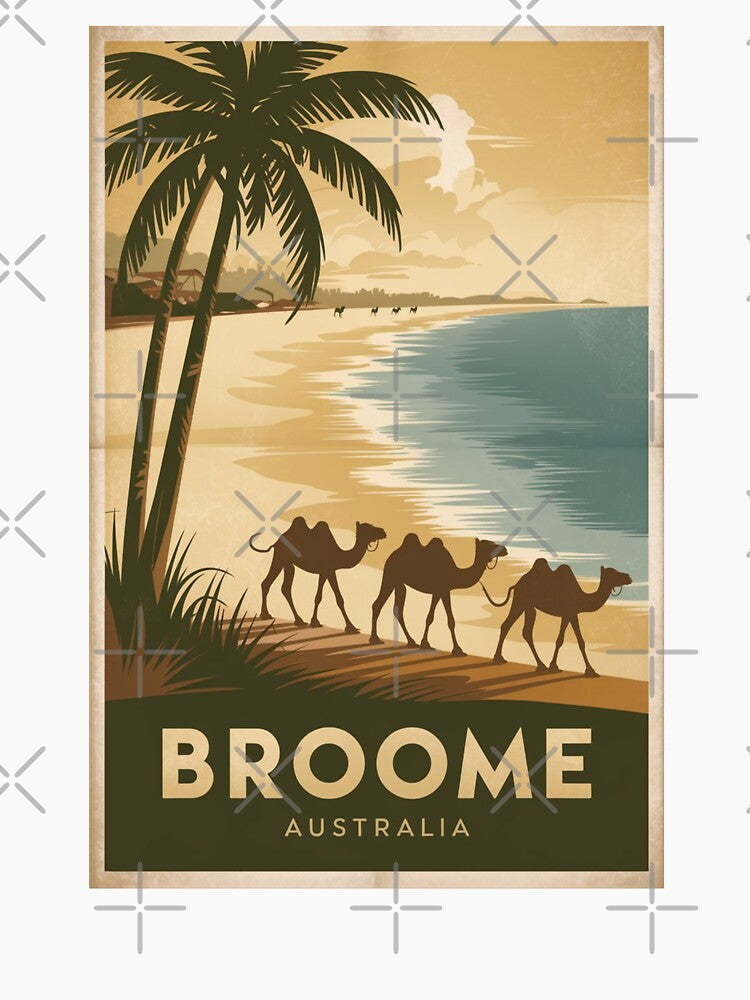 Broome Vintage Travel Poster by TravelerRat Unisex , , , Long Sleeve Tee