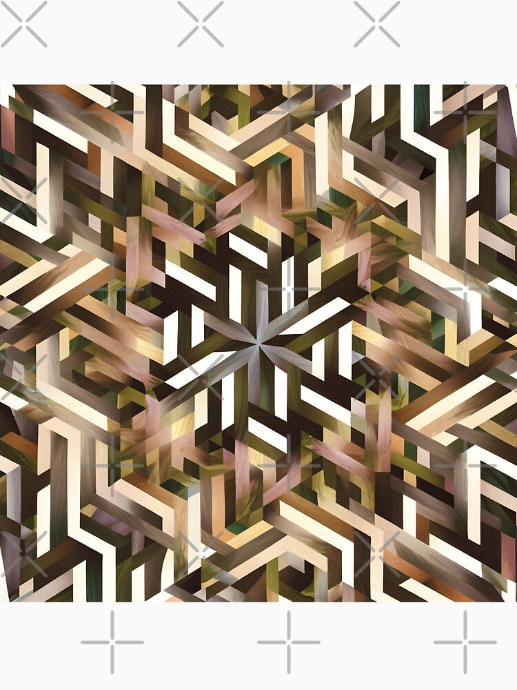 Earth Tone Geometric Abstract Isometric Pattern Art by Apex Designs