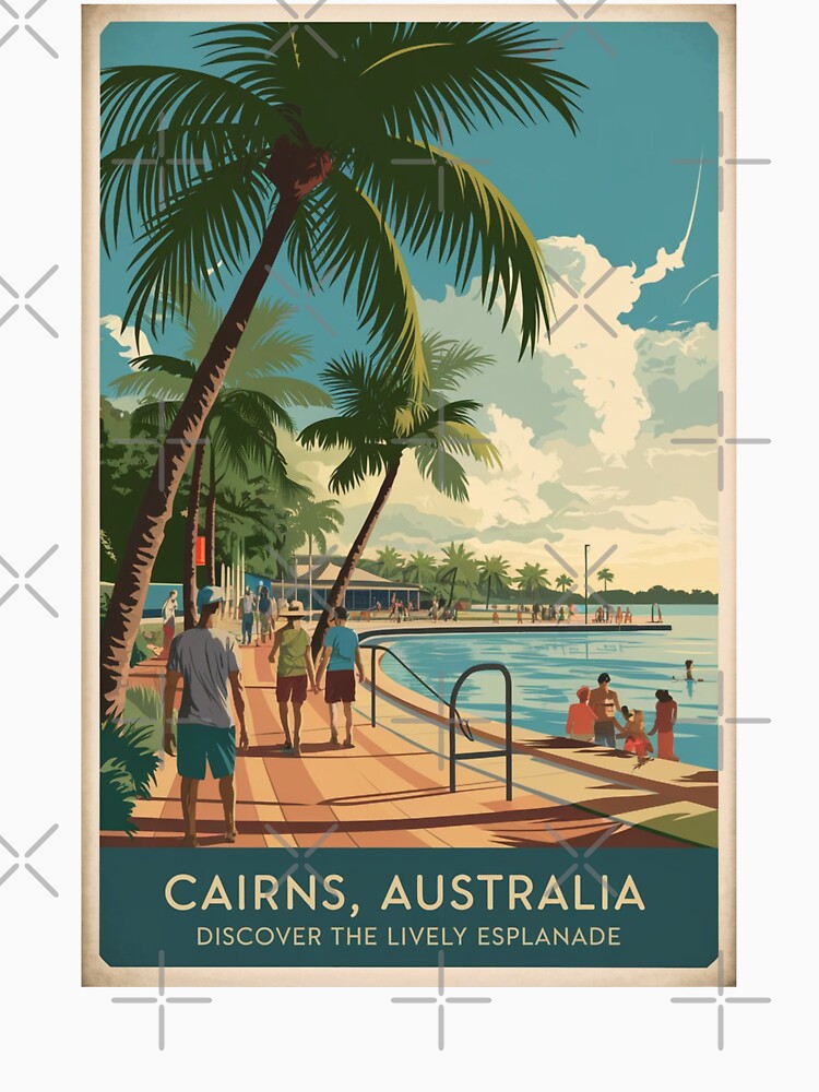 Cairns Vintage Travel Poster by TravelerRat Unisex , , , Long Sleeve Tee