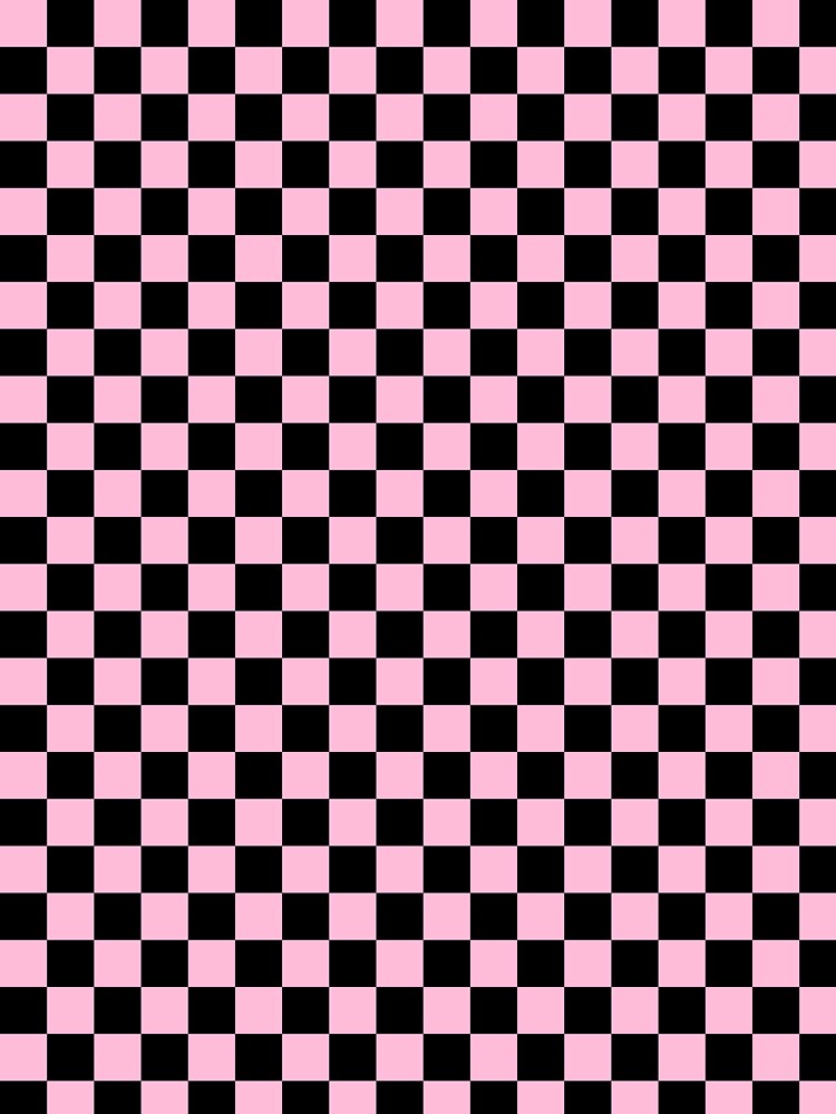 Small Checkered - Black and Cotton Candy Pink by JustPatterns2 Unisex , , , Long Sleeve Tee