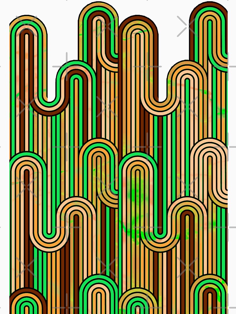 Retro Wavy Stripes - Green & Brown by SilverPegasus