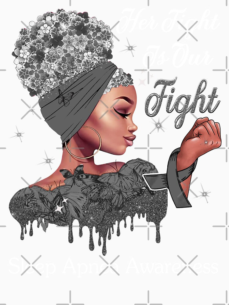 Her Fight Is Our Fight Sleep Apnea Awareness by Mnrshirley Unisex , , , Long Sleeve Tee