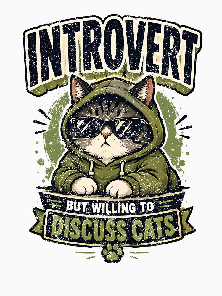 Introvert But Willing To Discuss Cats. by Mr Lee Unisex , , , Long Sleeve Tee
