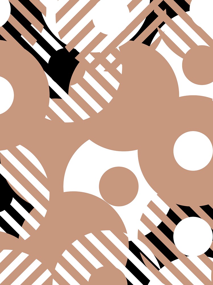 Tan Black White Retro Circle Stripe Pattern Pairs DE 2022 Popular Color Chinook Salmon DET456 by ColorOfTheYears