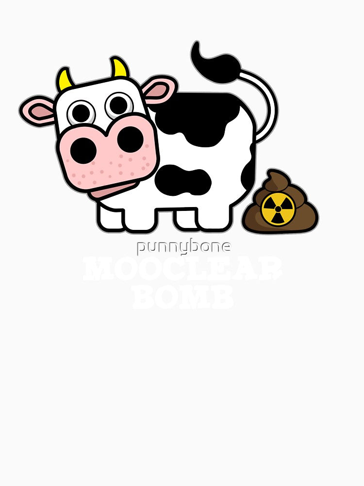 Mooclear Bomb Funny Cow Pun (Dark BG) by punnybone Unisex , , , Long Sleeve Tee