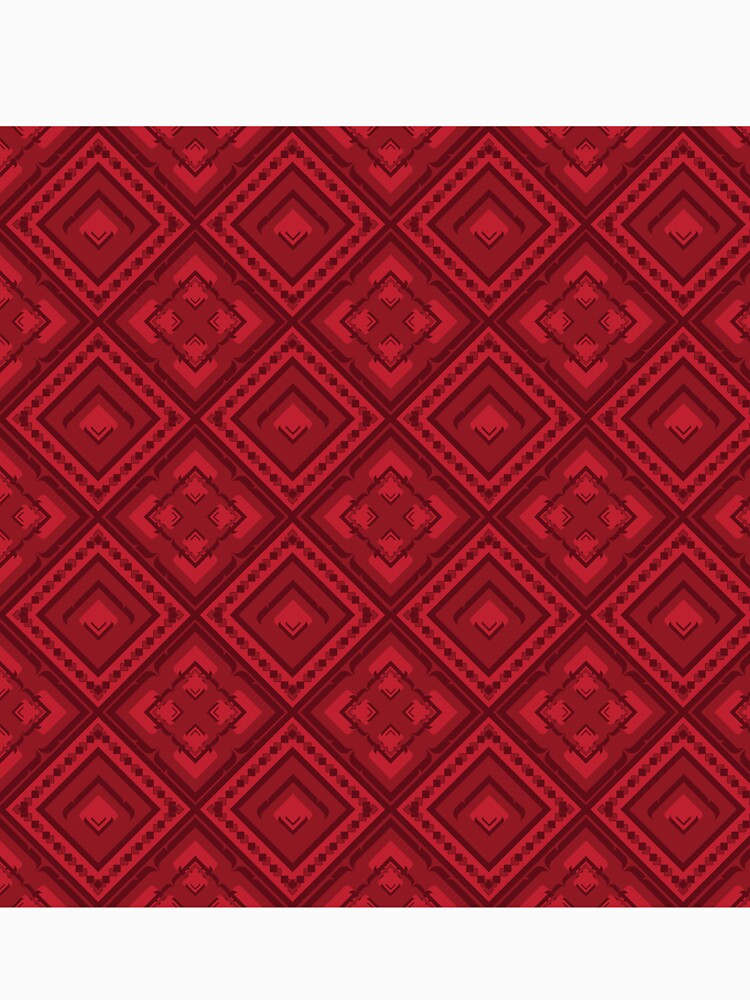 This editable seamless pattern combines fierce tribal flowers and bohemian spirit in red hues by zephstudoartist