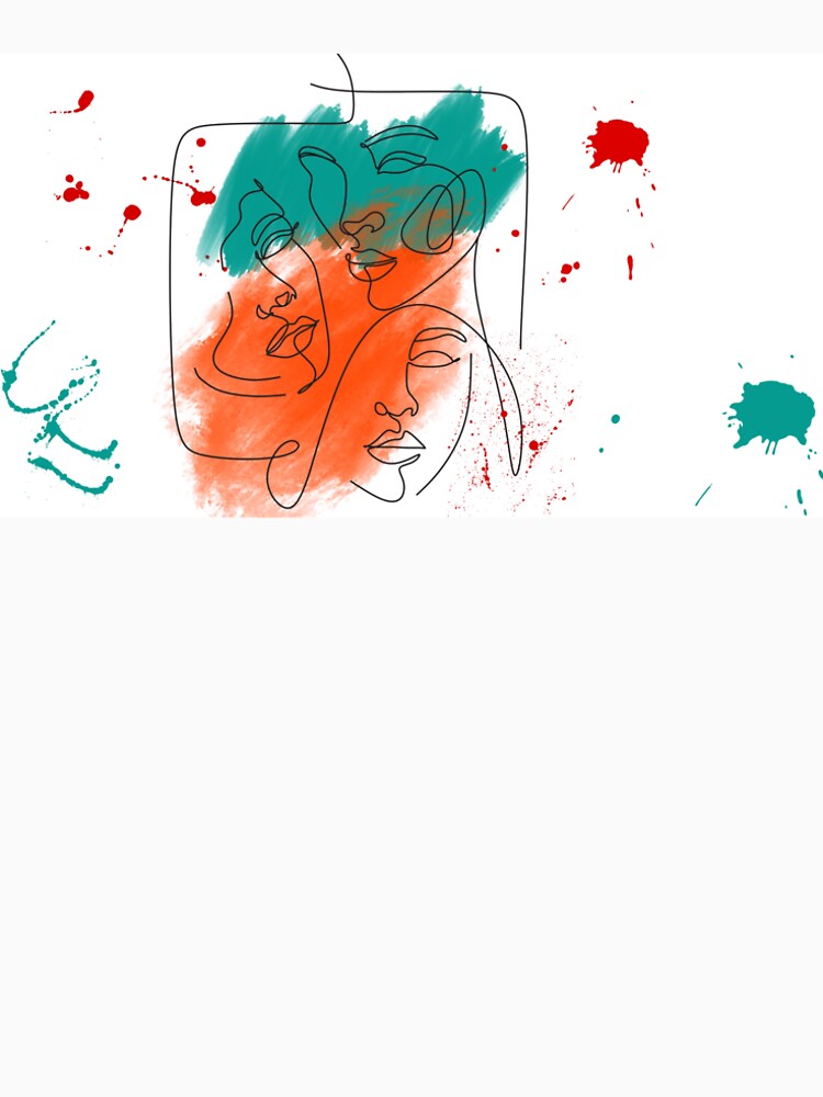 Abstract Line Art Faces Color Splash Design by Vega Ed