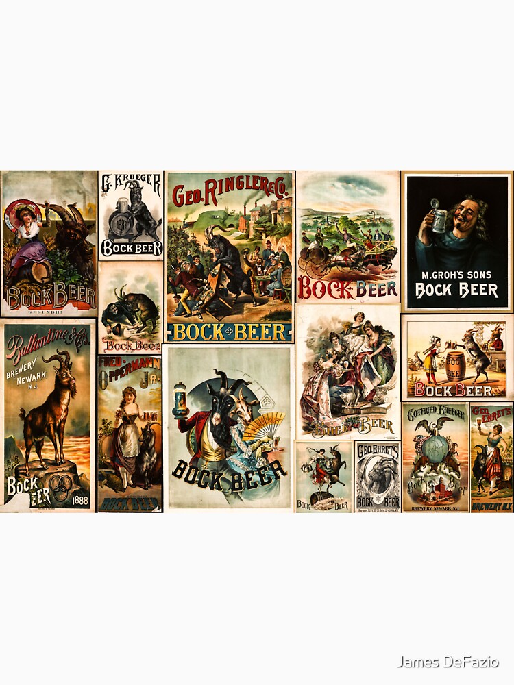 Vintage Bock Beer Posters Collage by James DeFazio Unisex , , , Long Sleeve Tee
