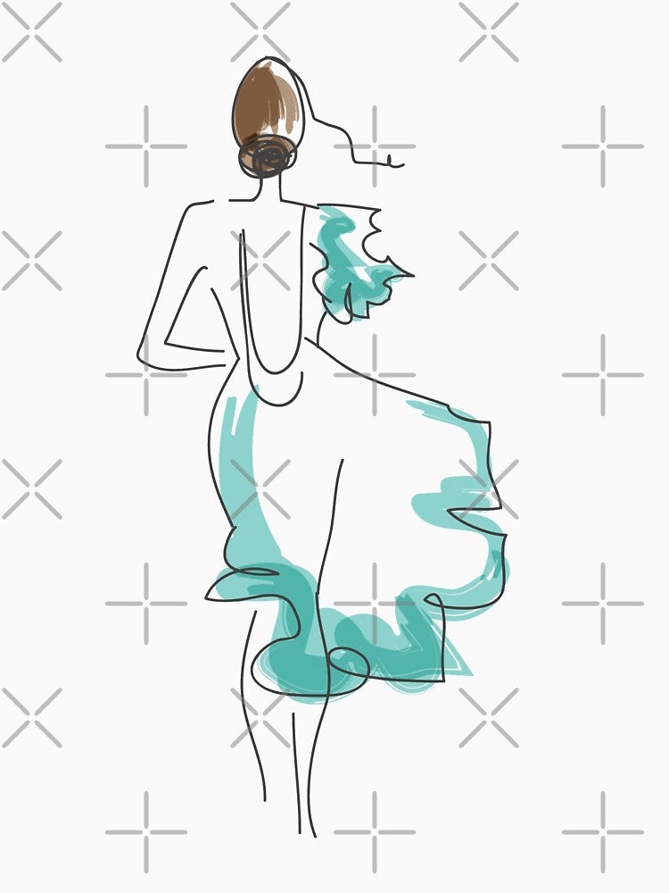 Stylish, Minimalist Model Fashion Feminine Line Art Drawing by RLYGR8