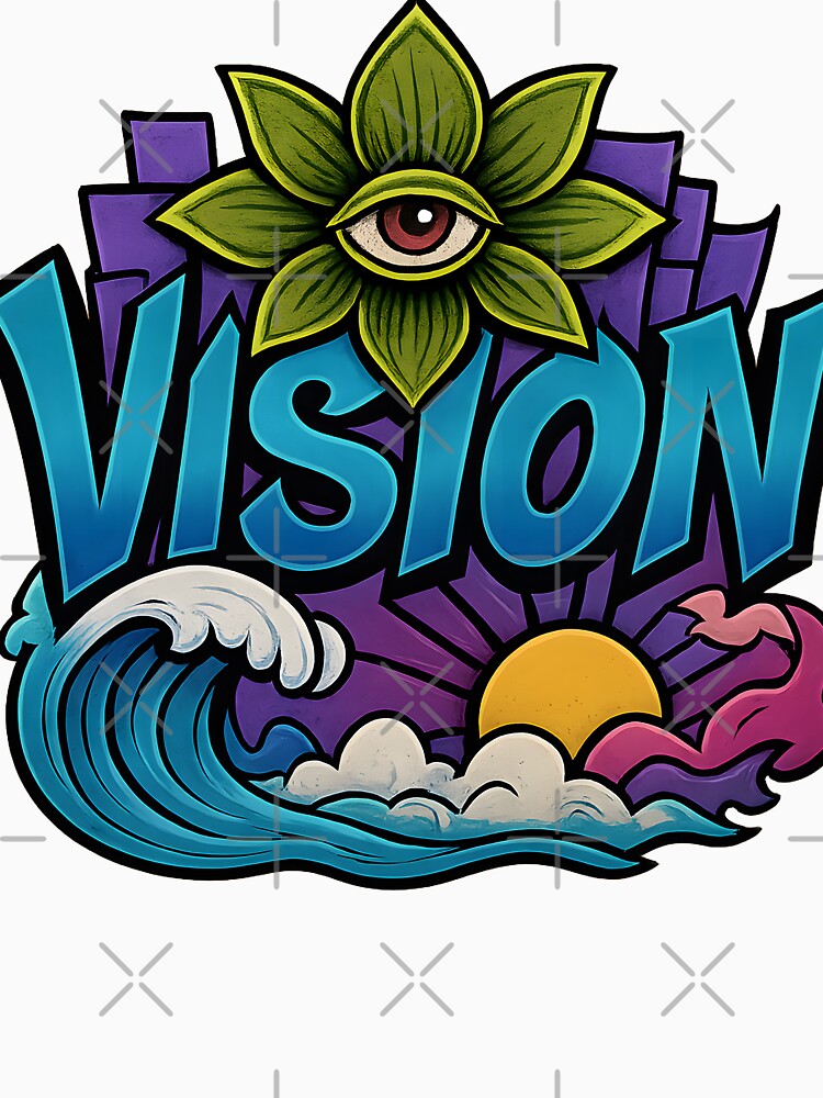Vision Psychedelic Eye Flower Sunset Wave Trippy Art by DrawHandArt