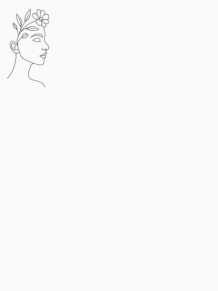 Minimalist Line Art Woman with Flower by Catiess