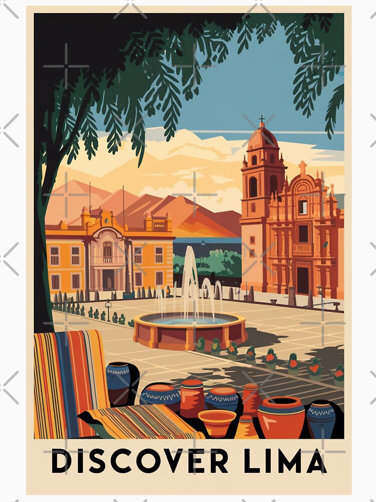 Lima Vintage Travel Poster by TravelerRat Unisex , , , Long Sleeve Tee