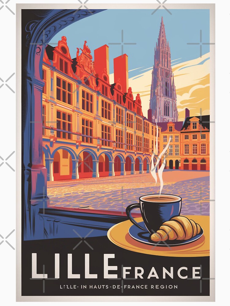 Lille Vintage Travel Poster by TravelerRat Unisex , , , Long Sleeve Tee