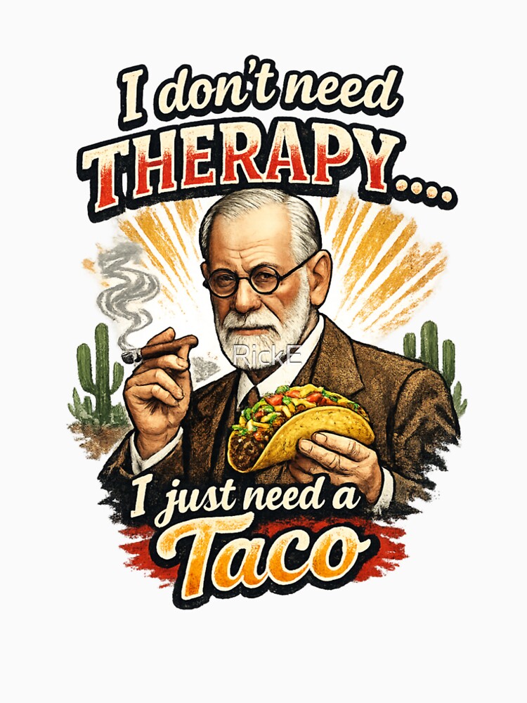 Funny Taco Shirt Vintage Freud Graphic Humor Design for Food Lovers by RickE Unisex , , , Long Sleeve Tee