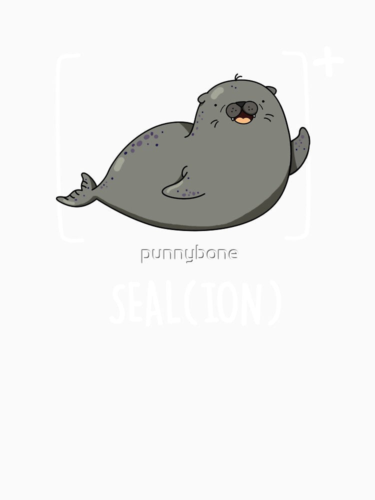 Seal Ion Funny Chemistry Sea Lion Pun (Dark BG) by punnybone Unisex , , , Long Sleeve Tee