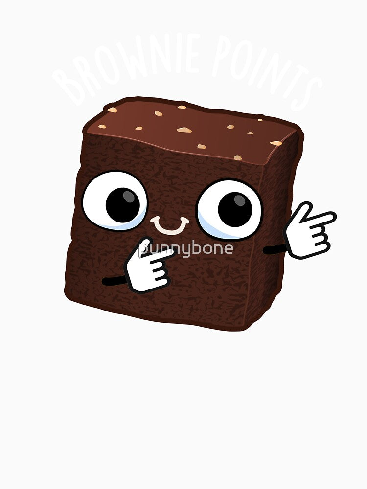 Brownie Points Funny Snack Pun (Dark BG) by punnybone Unisex , , , Long Sleeve Tee