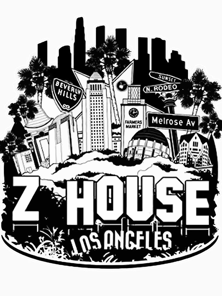 Z House Hollywood Los Angeles Cotton Graphic by CrollechJanokn Unisex , , , Long Sleeve Tee