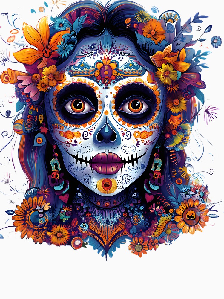 Vibrant Sugar Skull Dia De Los Muertos by AnnDesignStudio