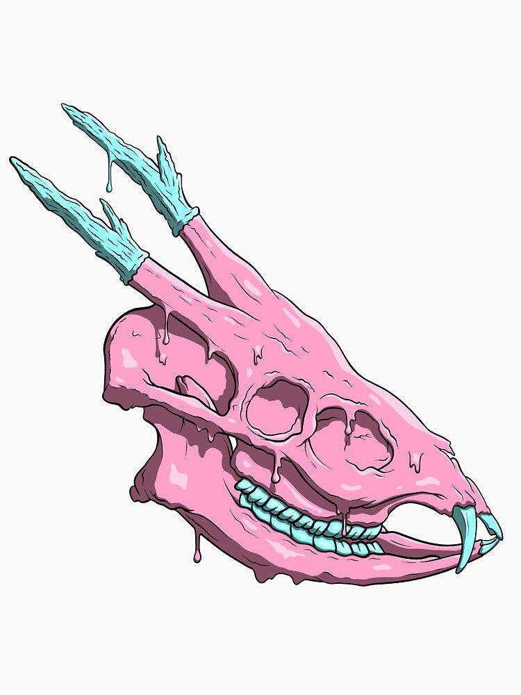 Pink Cotton Candy Deer Skull by ECabascango Unisex , , , Long Sleeve Tee