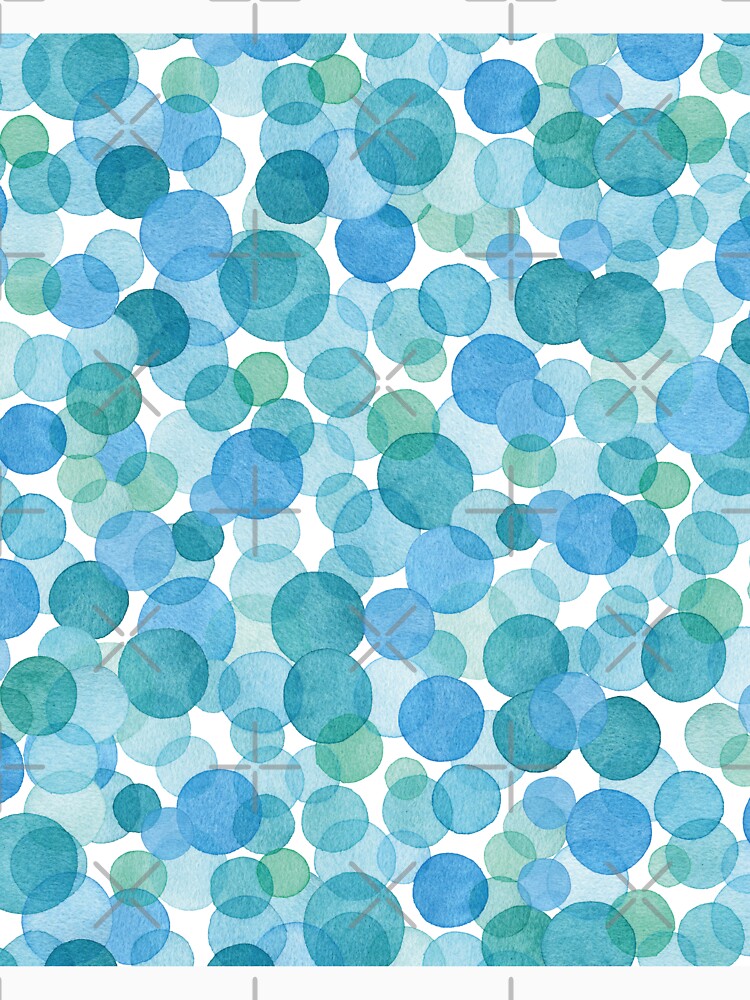 Green, Blue and Turquoise Overlapping Circles - Watercolor Pattern by AlicjaCurioseur