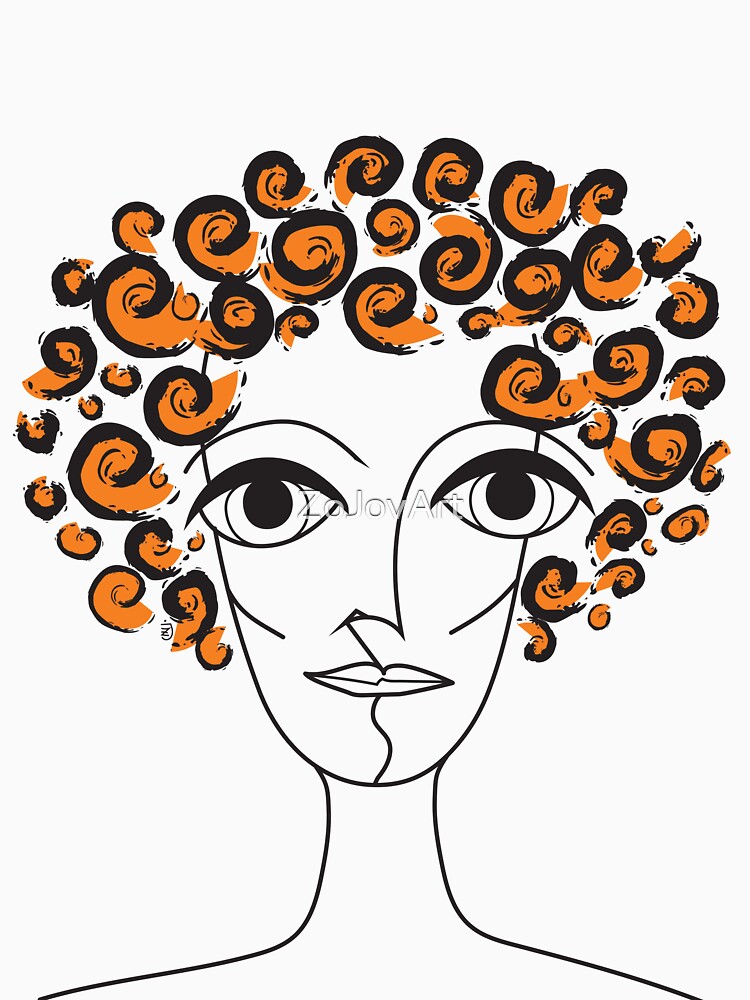Female Lineart Portrait Orange Curly hair by ZoJovArt
