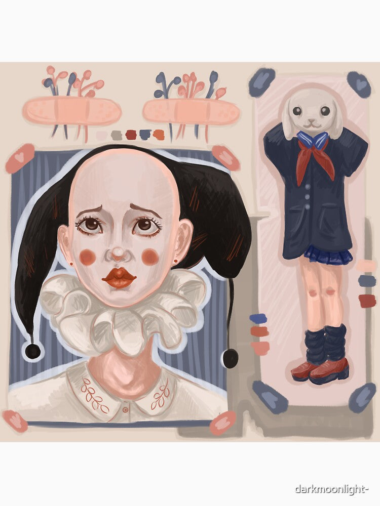 Sad clown portrait by darkmoonlight- Unisex , , , Long Sleeve Tee