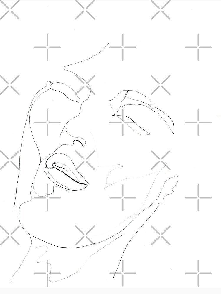 Face Drawing Art Print — Upturned Portrait, Expressive Line Art by essentialink