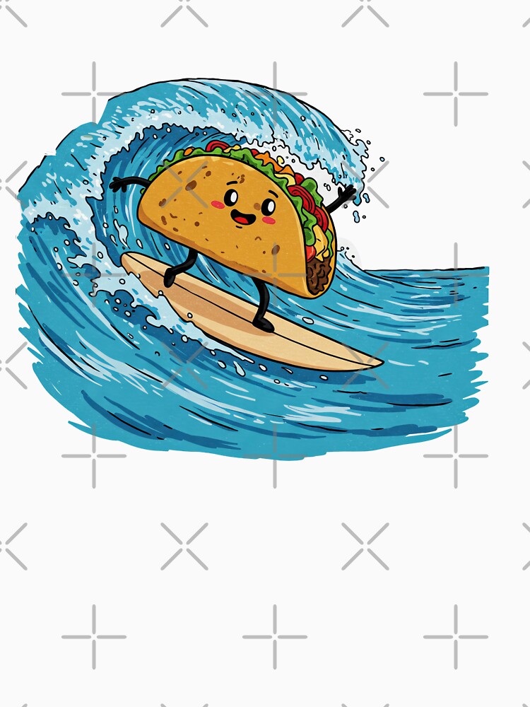 Surfing Taco by TeeARTHY Unisex , , , Long Sleeve Tee