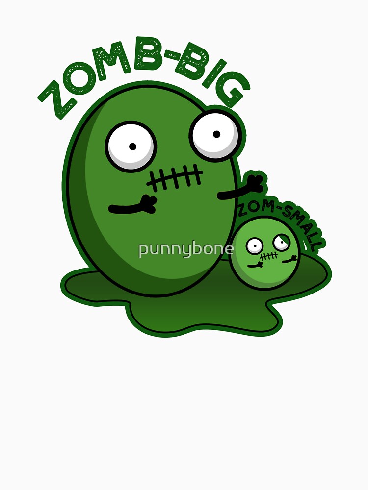 Zom-big Zom-small Funny Halloween Zombie Pun (Dark BG) by punnybone Unisex , , , Long Sleeve Tee