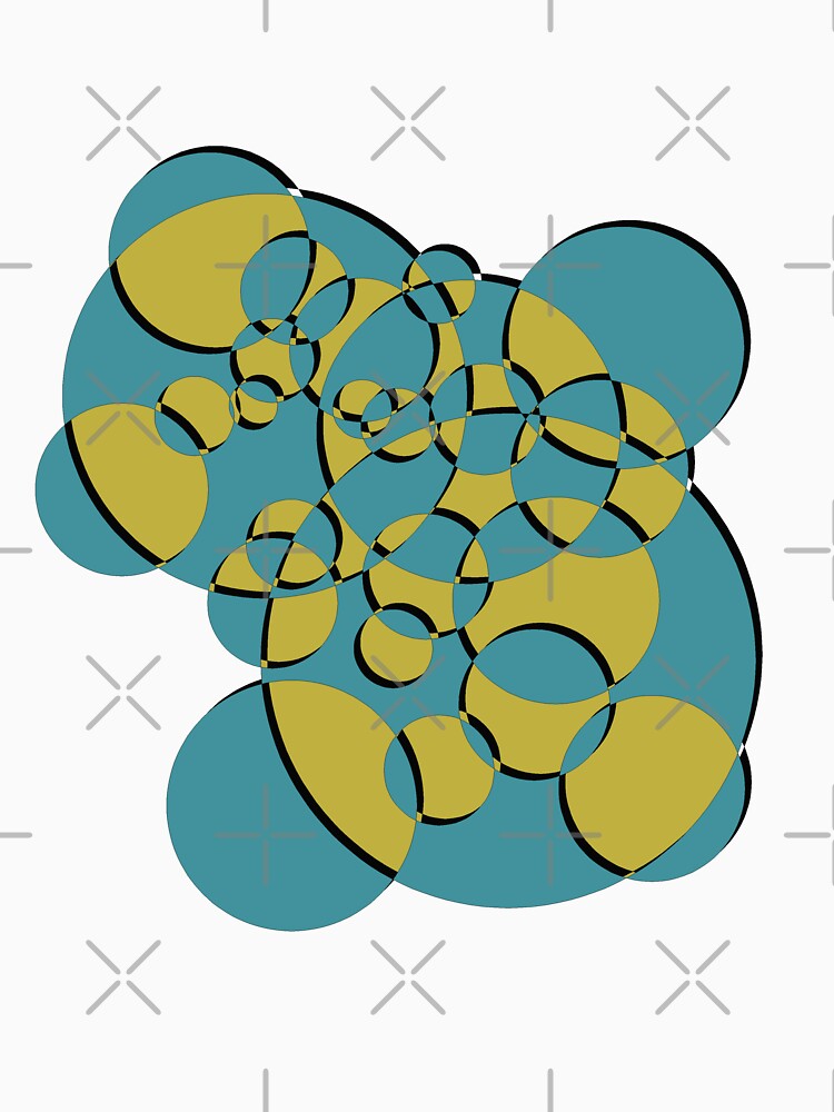 Overlapping Circles - Blue and Yellow - Shadow and Outline by Miranda Benson