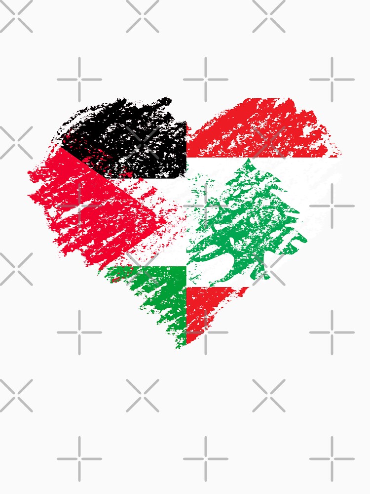 Lebanon Palestine flag Scribble by Mo5tar Unisex , , , Long Sleeve Tee