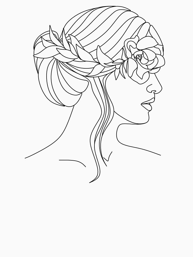 Continuous Line Drawing Floral Updo | Simple Nature Aesthetic by ZentroShop