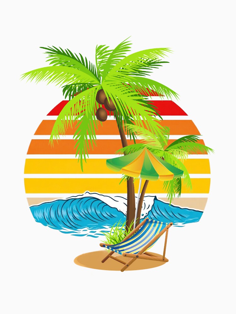 Hawaiian Shirts for Best gift. Palm Trees Beach Graphic Tee Tops Summer Vacation Short Sleeve Tshirt Tops, Beach Graphics by mainurbd