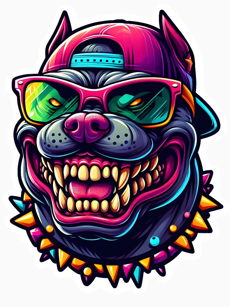 A stylish pitbull with a beautiful cap and fancy sunglasses by ShihawyAhmad Unisex , , , Long Sleeve Tee