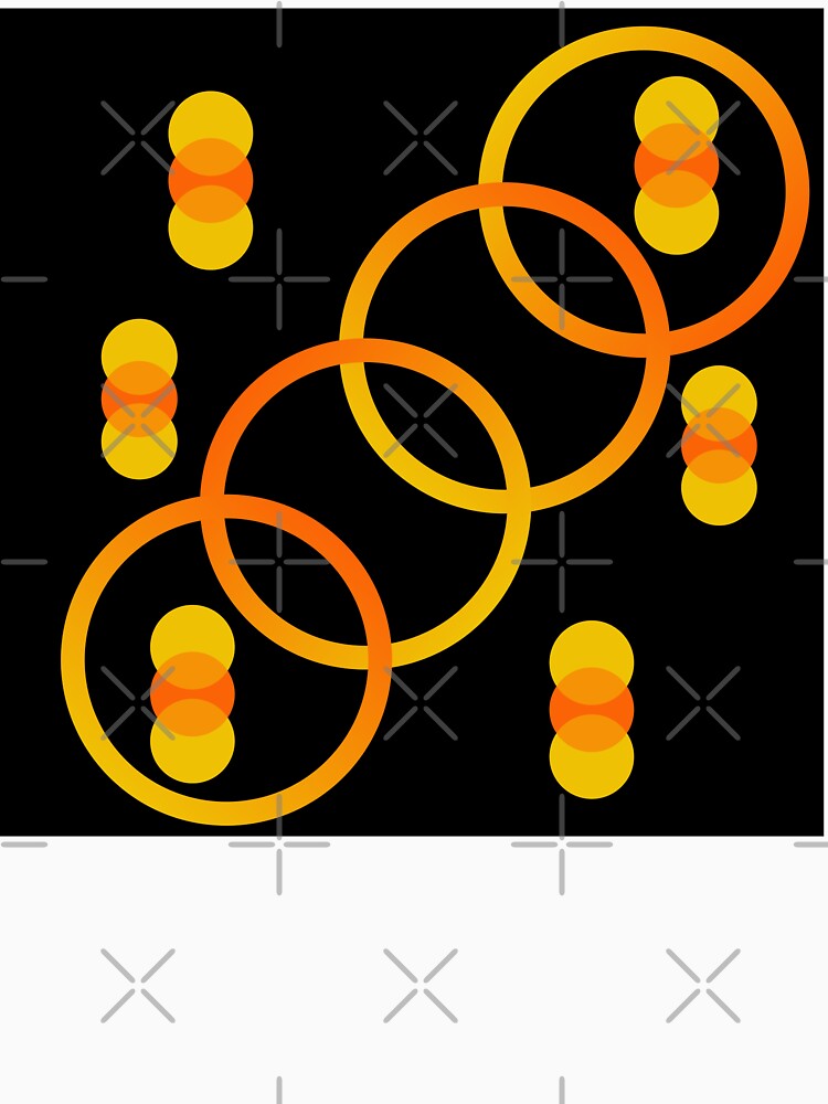 Overlapping Yellow Orange Circles on Black – Modern Abstract Dot Pattern by Cultradesign