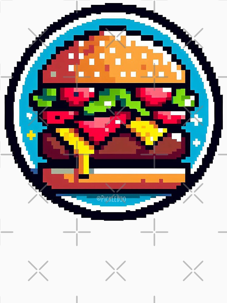 Pixel Burger Art by PickledjoArt Unisex , , , Long Sleeve Tee