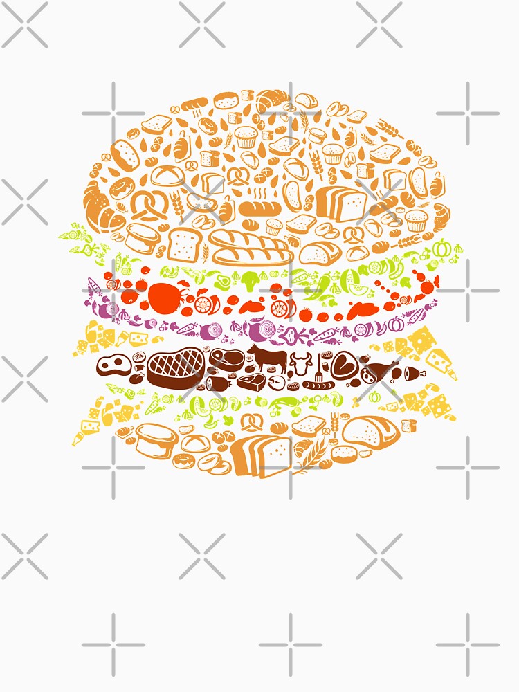 Burger Pattern by VibrantGifts Unisex , , , Long Sleeve Tee
