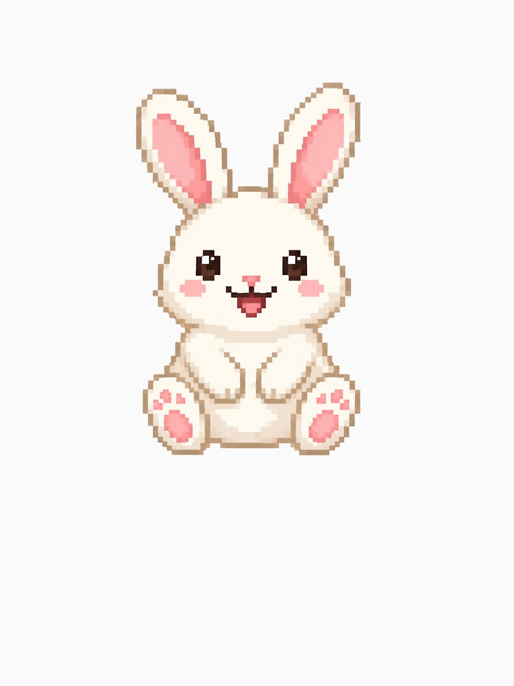 Bunny Smiling Pixel Art by BhadzCheetah Unisex , , , Long Sleeve Tee